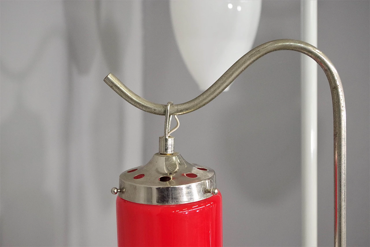 Three-light floor lamp in glass, metal and marble, 1970s 3