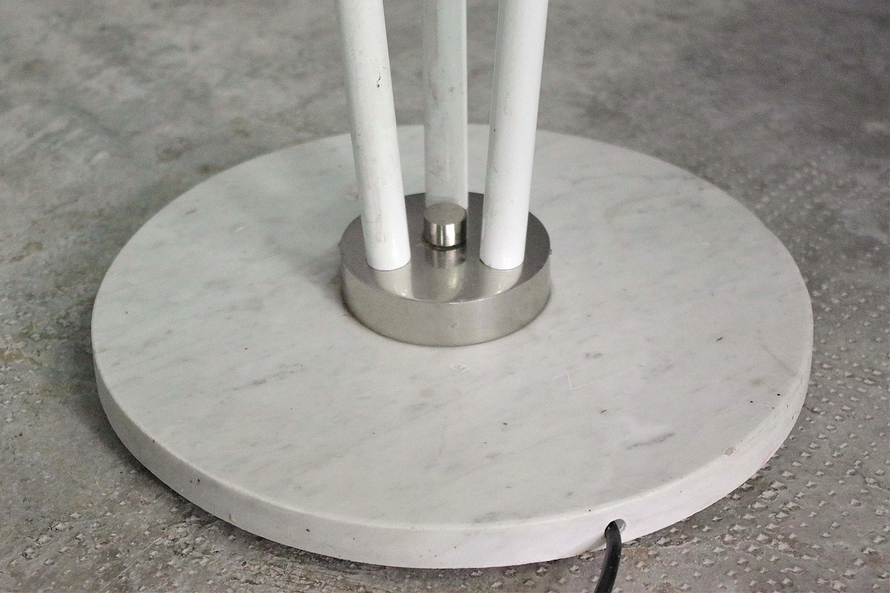 Three-light floor lamp in glass, metal and marble, 1970s 4
