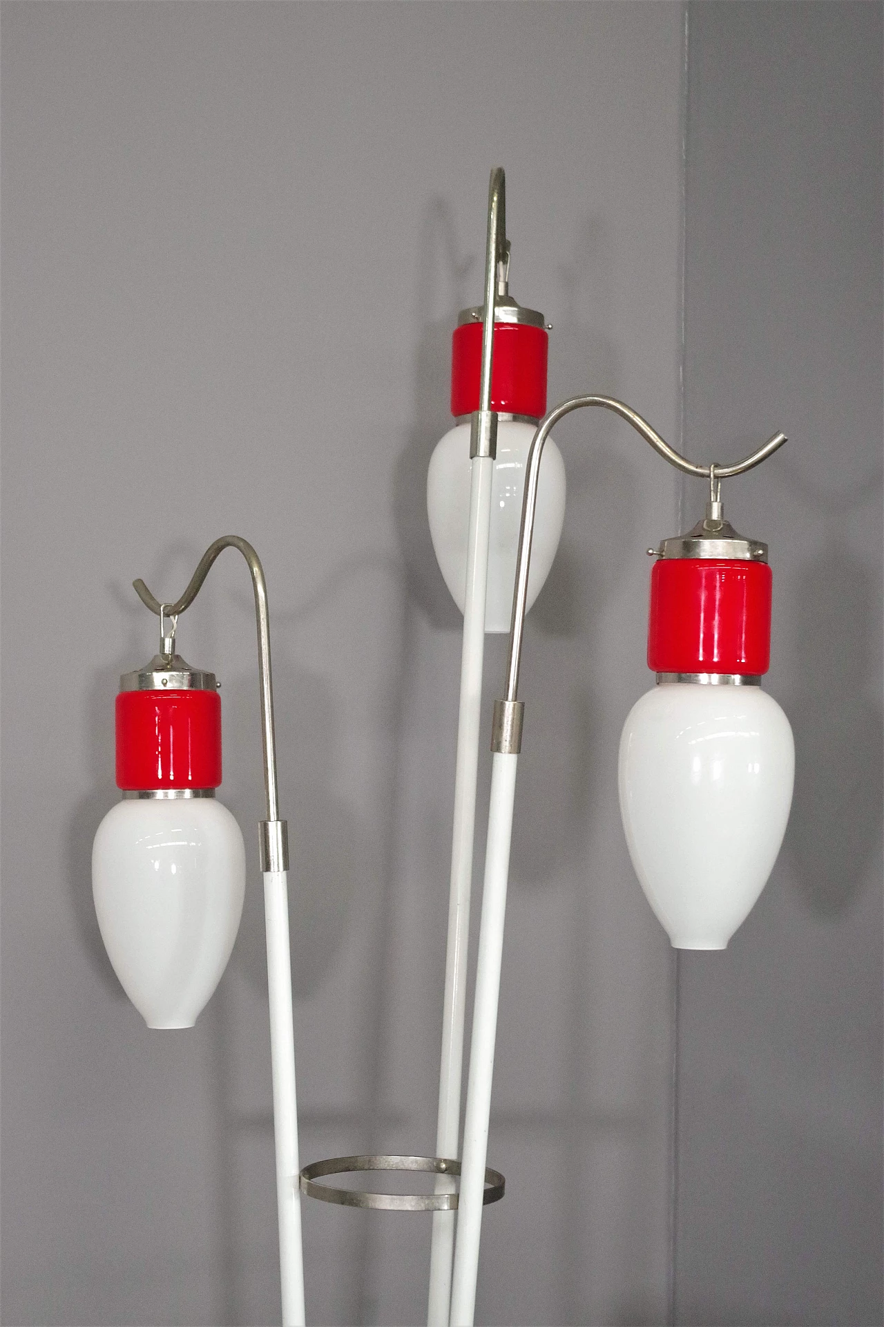 Three-light floor lamp in glass, metal and marble, 1970s 7