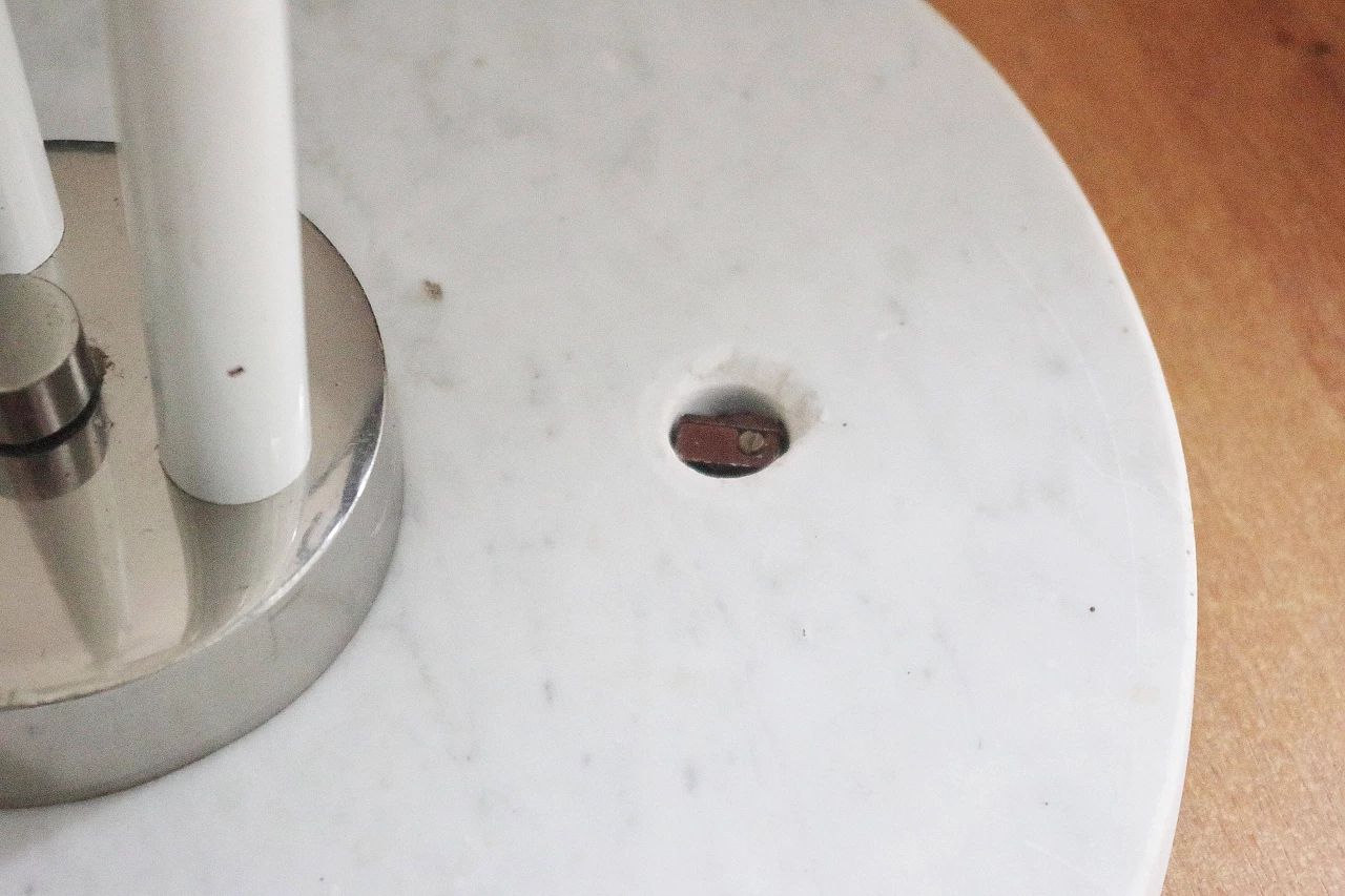 Three-light floor lamp in glass, metal and marble, 1970s 11