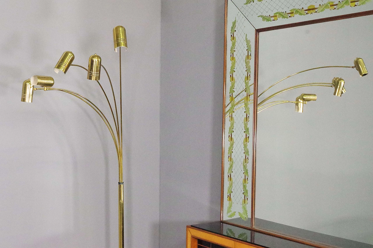 Brass five-light floor lamp, 1970s 2