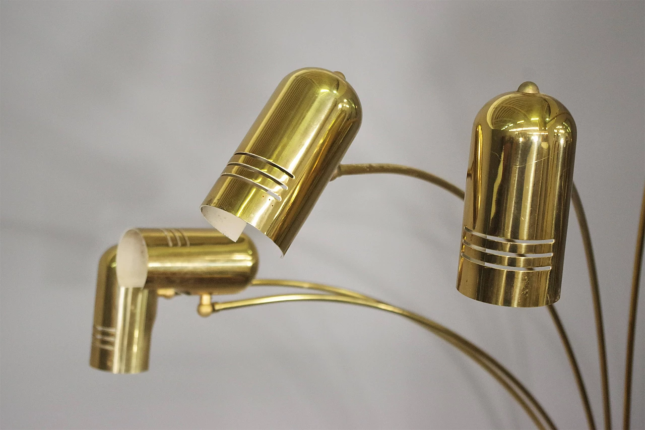Brass five-light floor lamp, 1970s 6