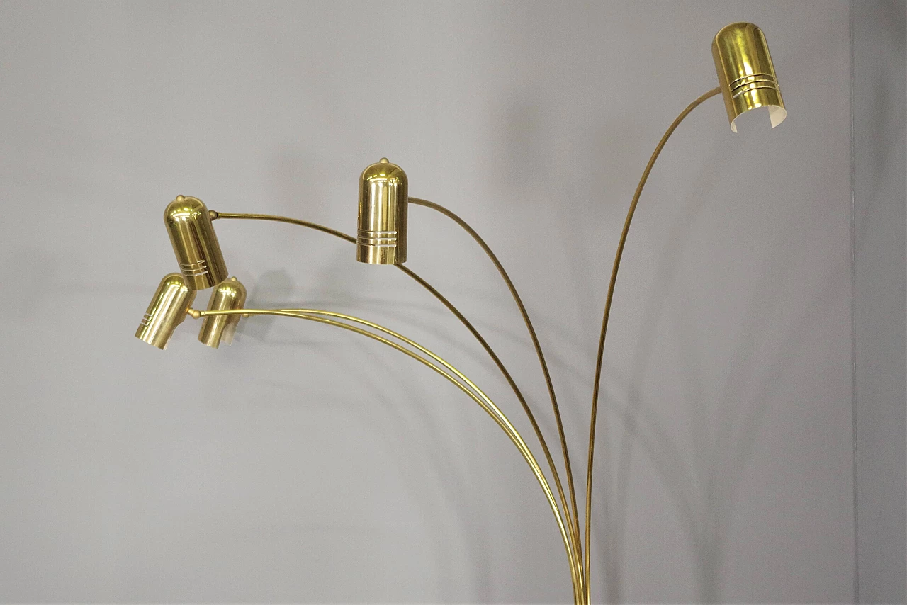 Brass five-light floor lamp, 1970s 9