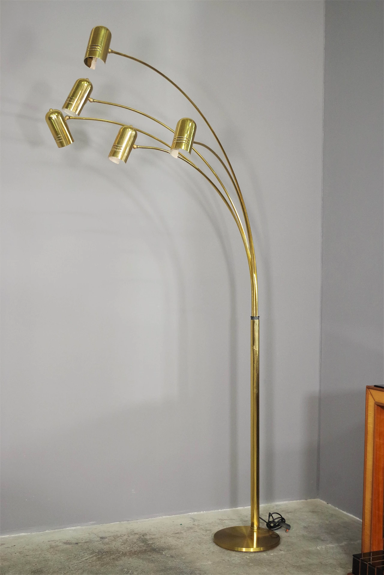 Brass five-light floor lamp, 1970s 11