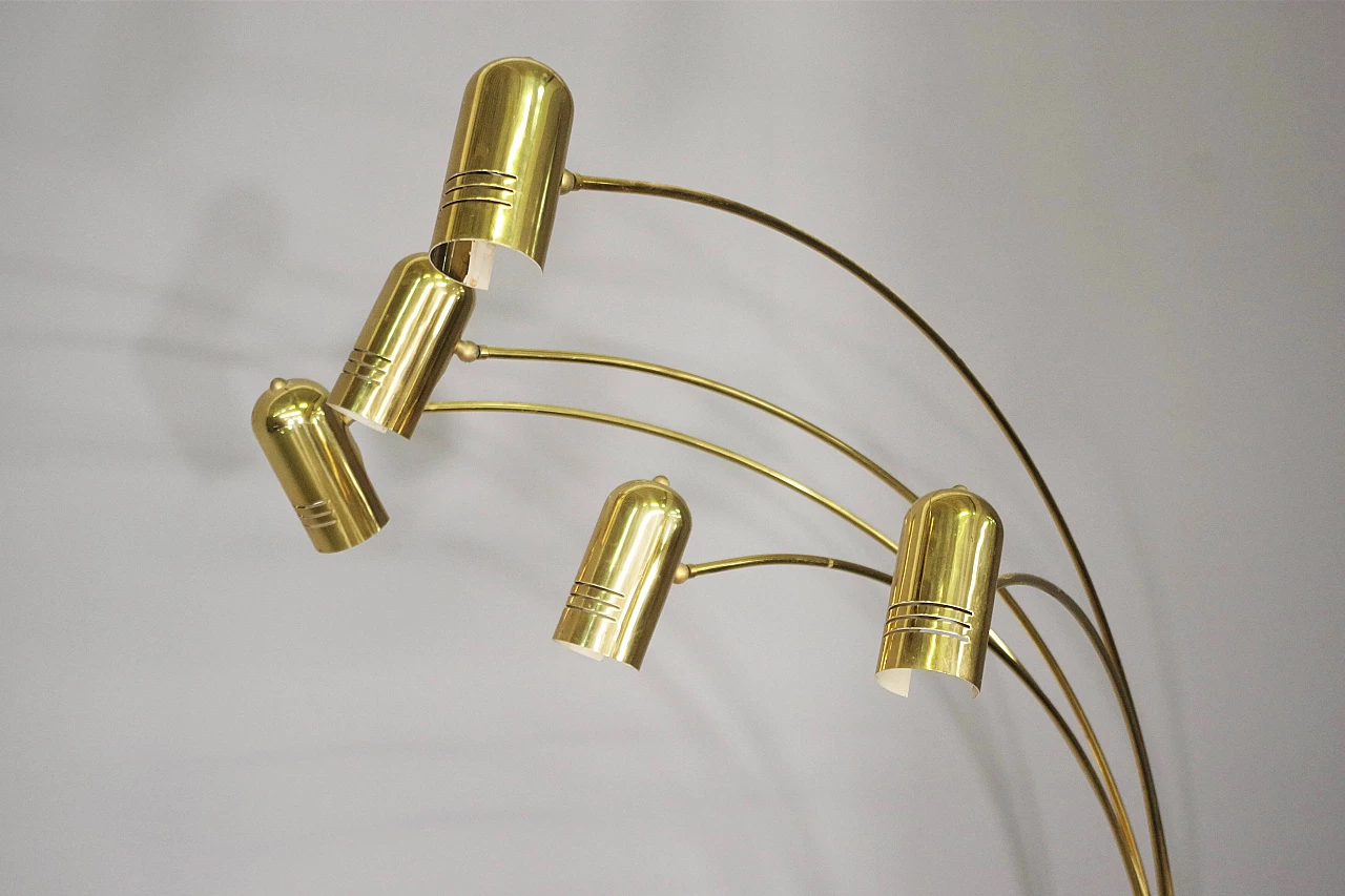 Brass five-light floor lamp, 1970s 12