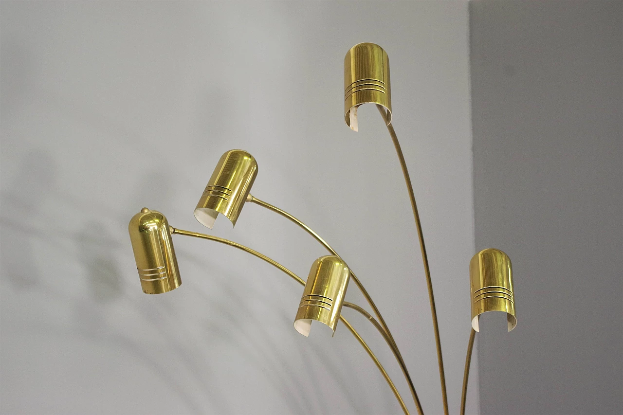 Brass five-light floor lamp, 1970s 13