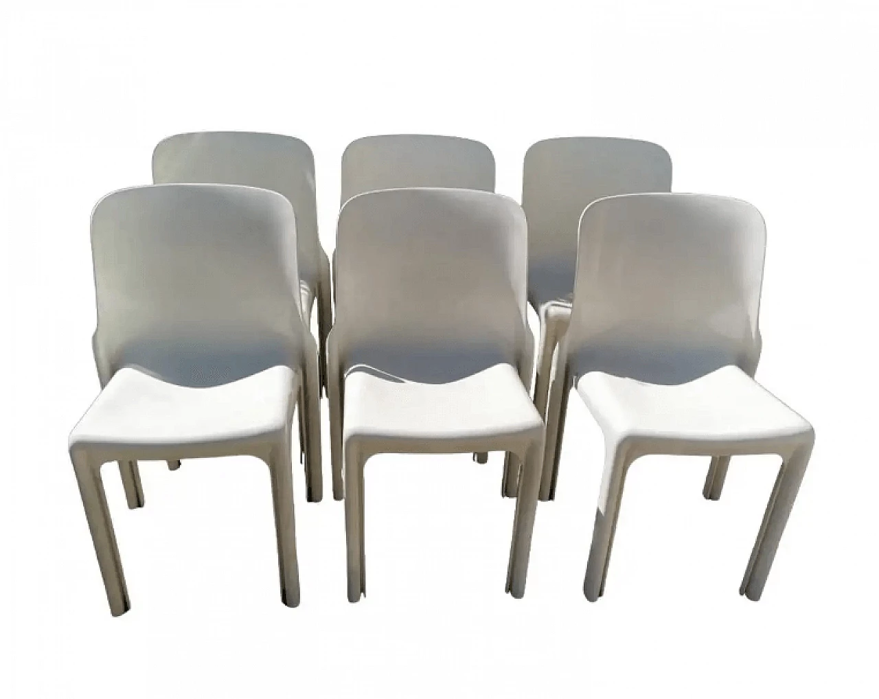 6 Selene chairs by Vico Magistretti for Artemide, 1970s 1