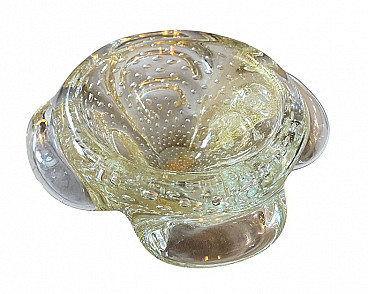 Transparent and gilded Murano glass ashtray by Barovier, 1970s