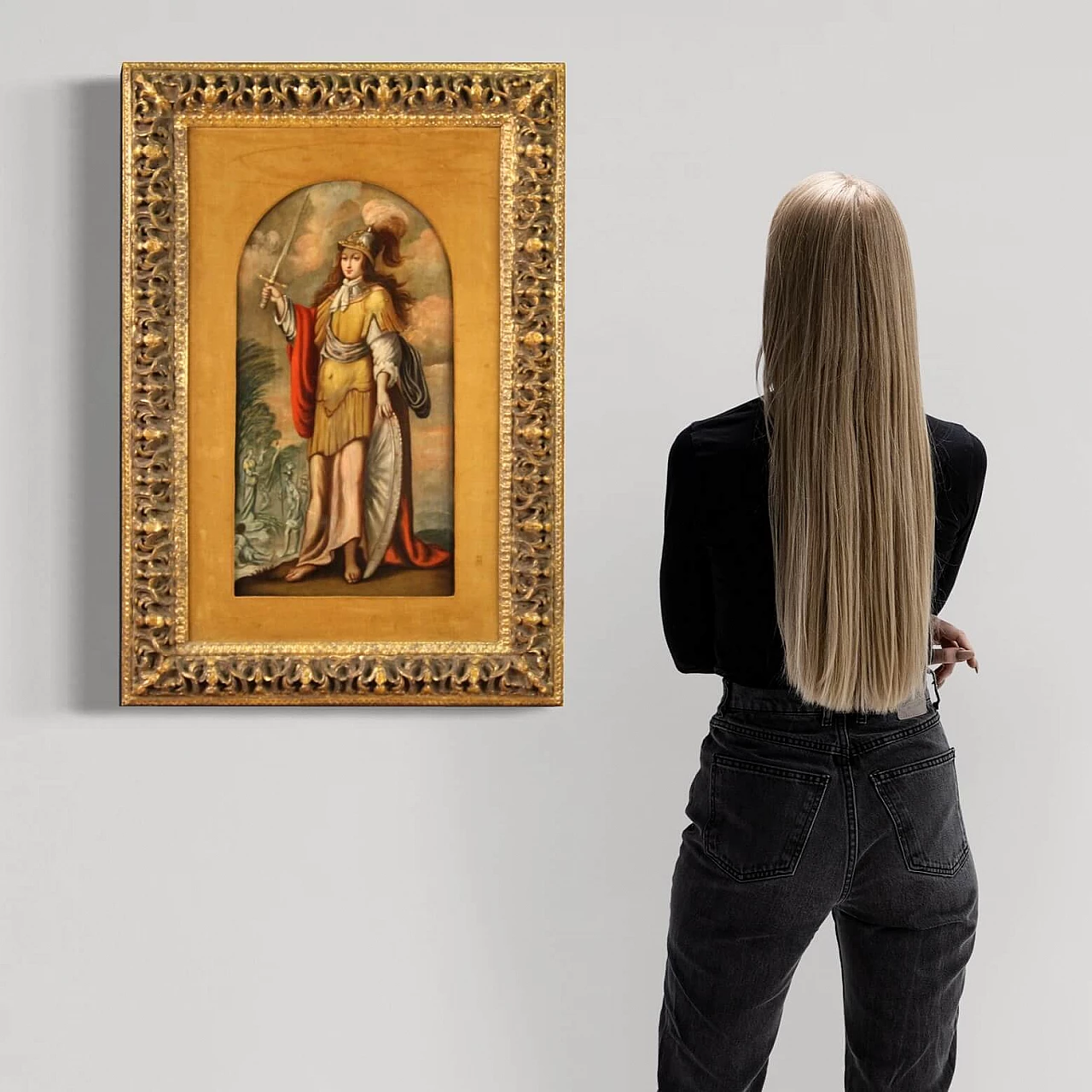 La femme forte Déborah, dipinto francese olio su tavola, '600 2