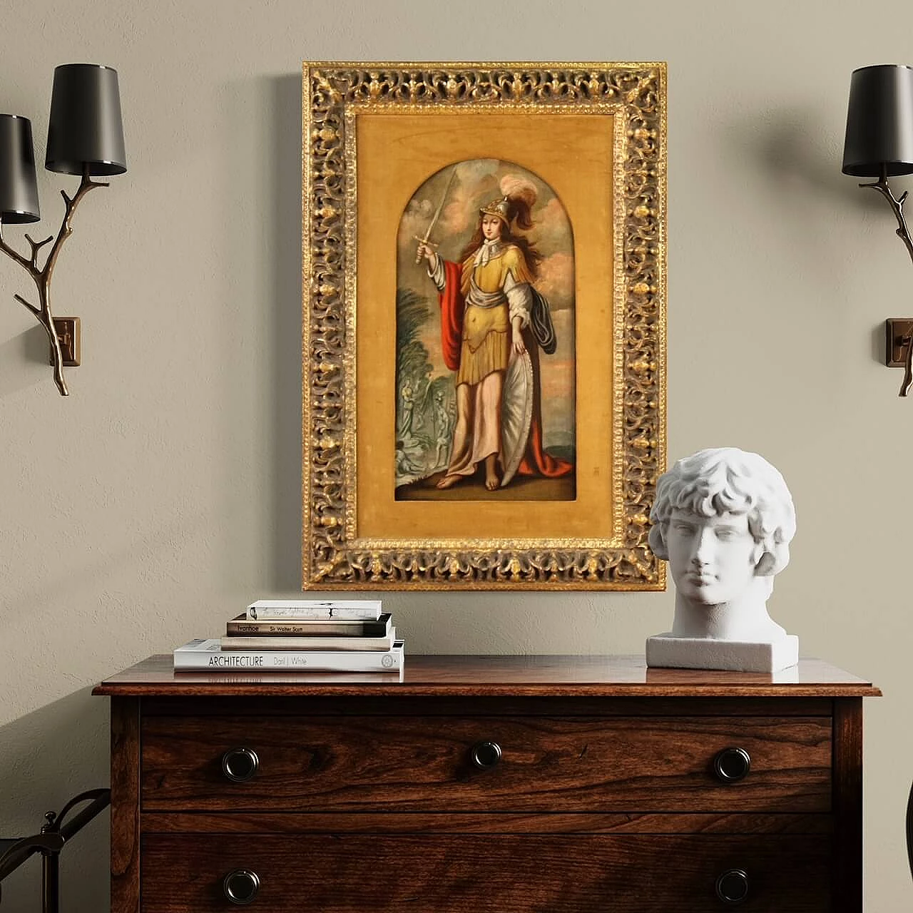 La femme forte Déborah, dipinto francese olio su tavola, '600 13