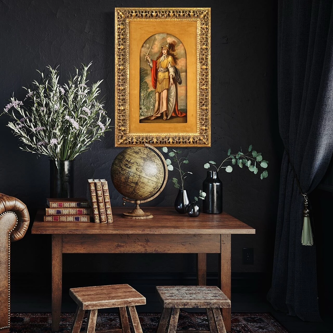 La femme forte Déborah, dipinto francese olio su tavola, '600 15