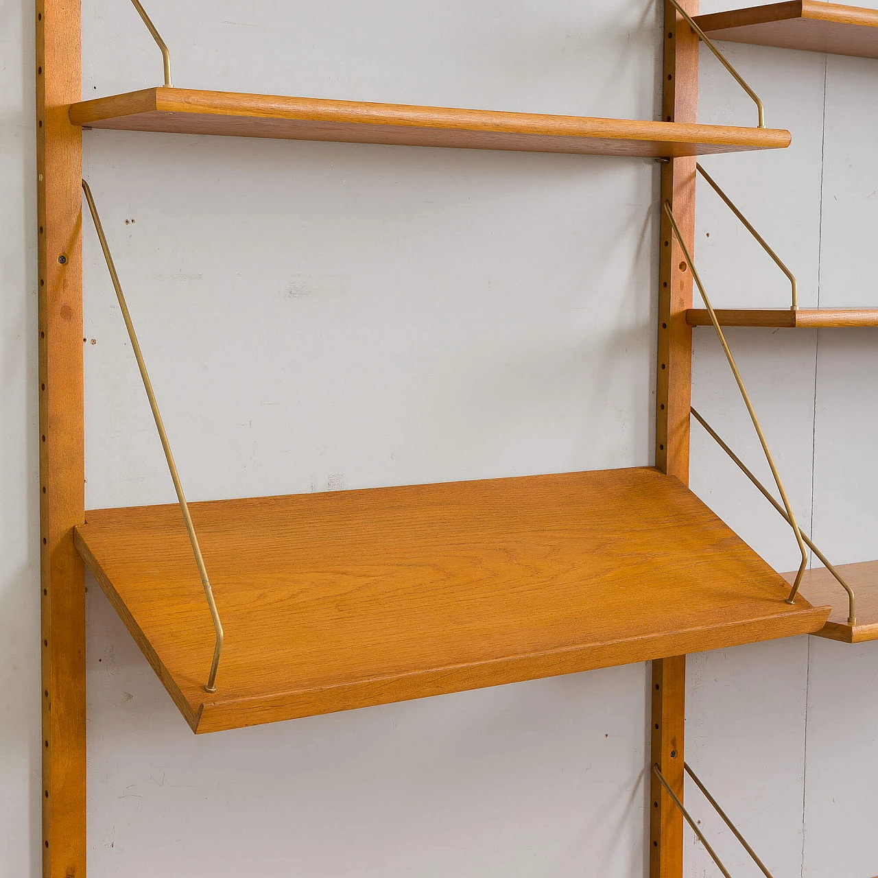 Scandinavian Cadovius-style oak wall cabinet with display shelf, 1960s 5