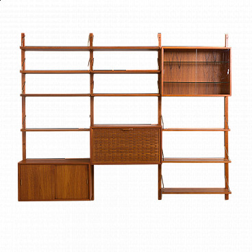Teak wall unit with desk and bar cabinet by Poul Cadovius for Cado, 1960s
