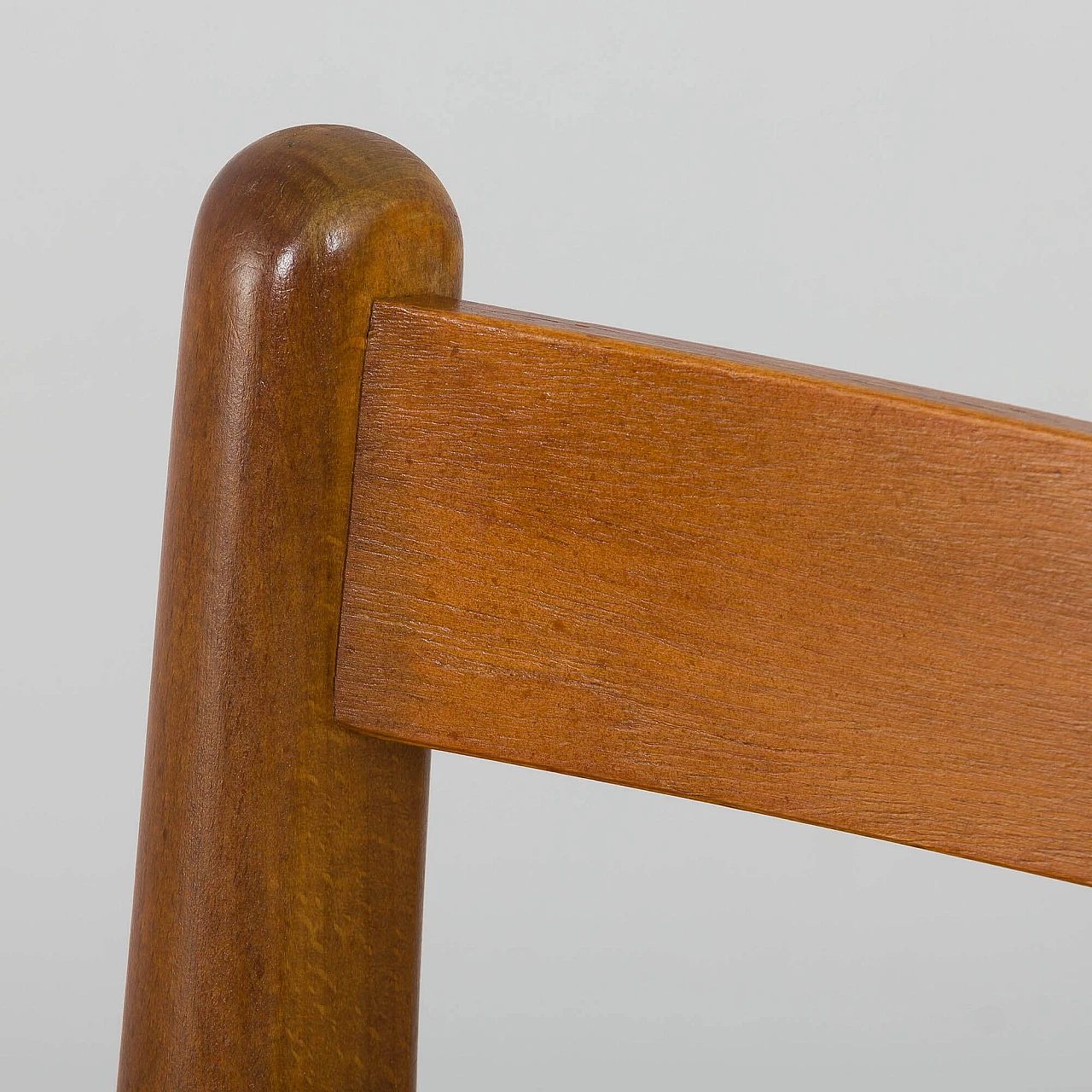 4 Danish wooden chairs upholstered in gray wool, 1960s 10