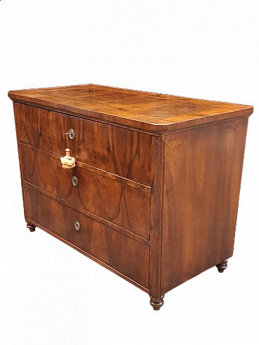 Viennese walnut root panelled commode, 19th century