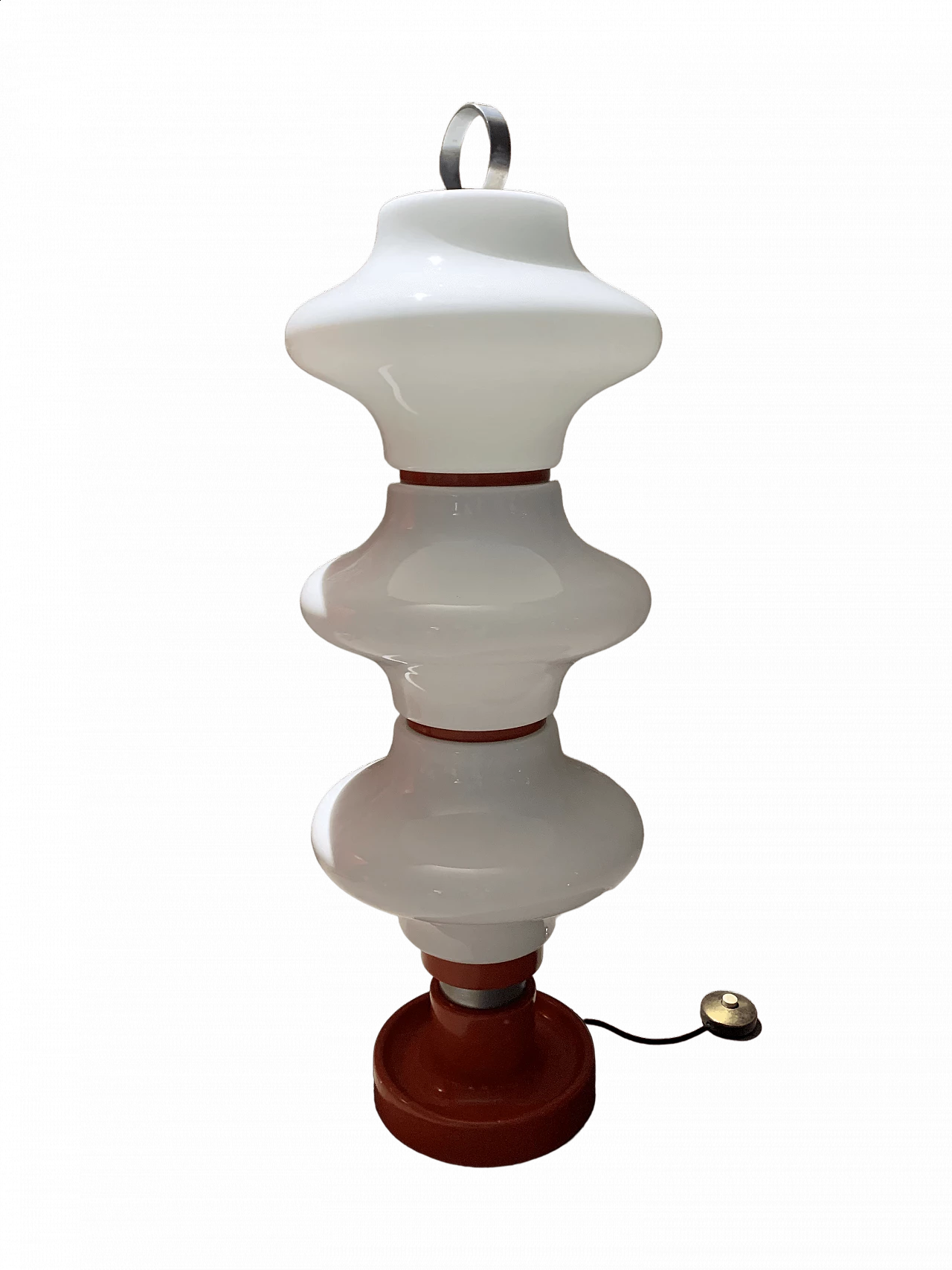 Floor lamp in milk glass with orange iron base, 1970s 6