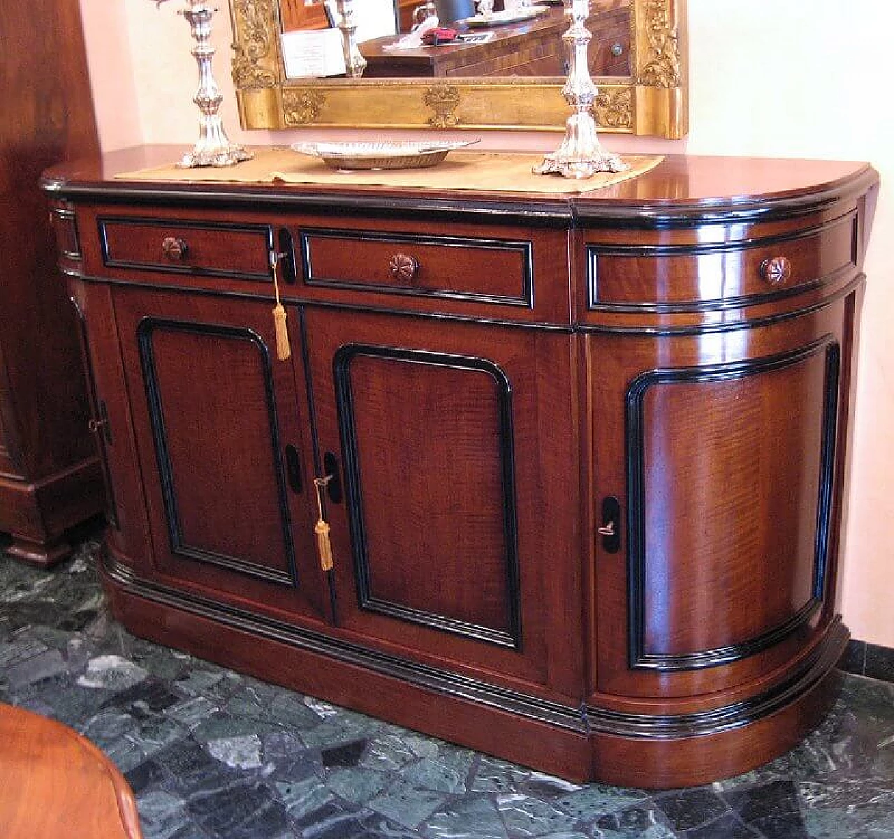 Napoleon III walnut sideboard with ebonized borders, 19th century 2