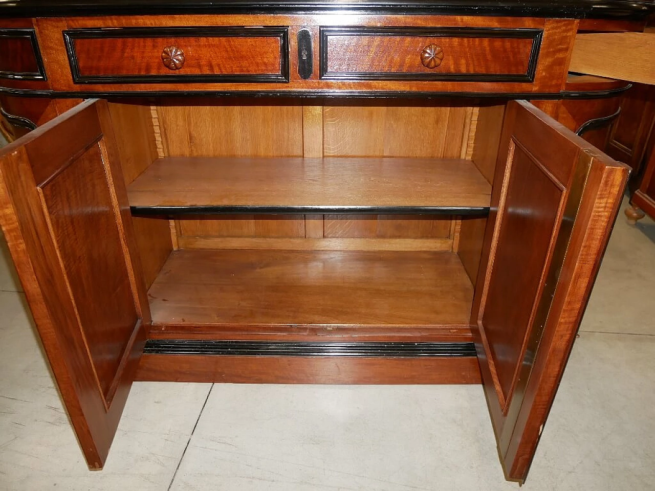 Napoleon III walnut sideboard with ebonized borders, 19th century 7