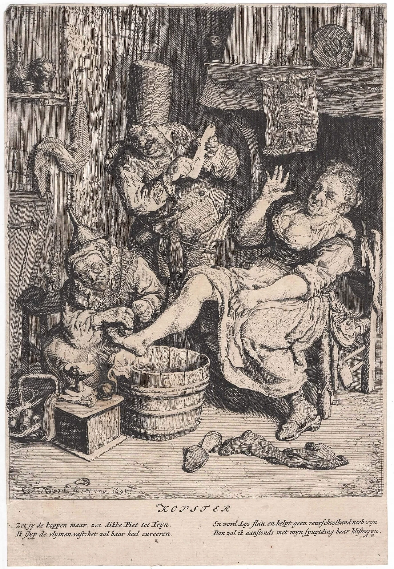 Impression on paper by Cornelis Dusart, '700 1