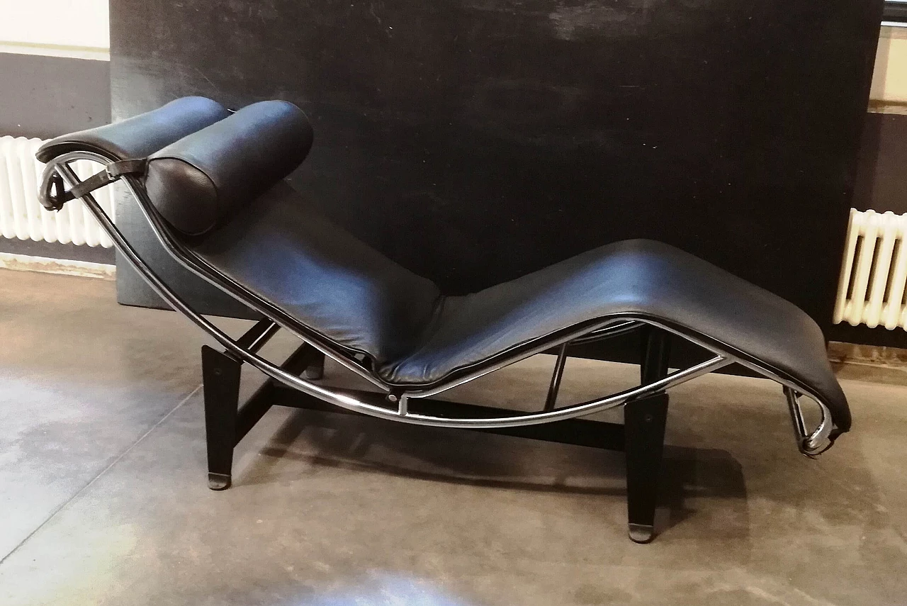 Black leather tilting chaise longue by Alivar, 1990s 8