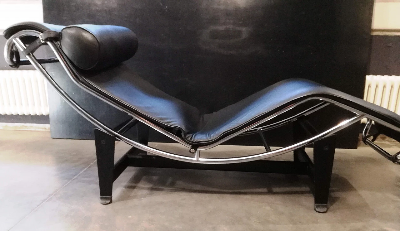 Black leather tilting chaise longue by Alivar, 1990s 9