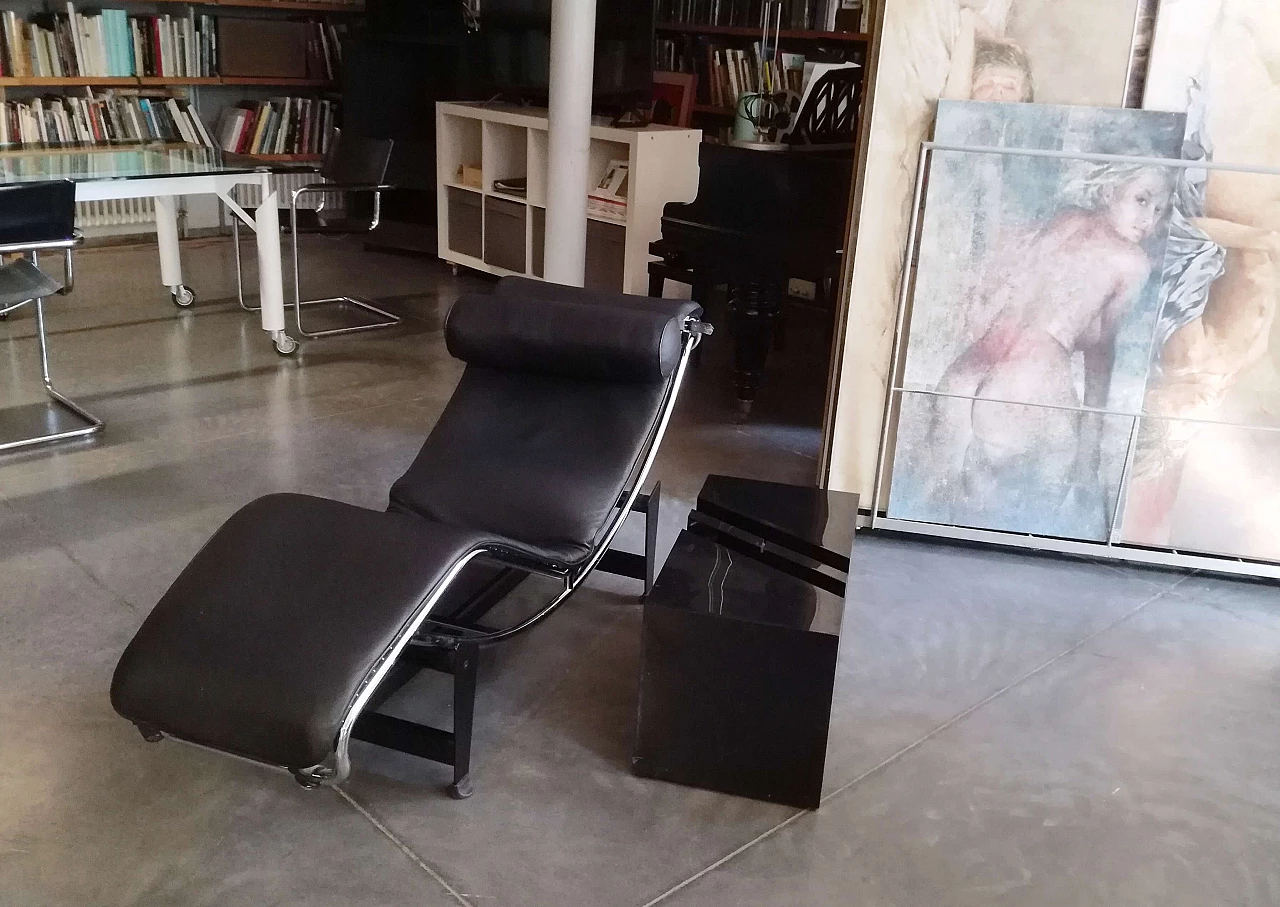 Chaise longue basculante in pelle nera di Alivar, anni '90 11