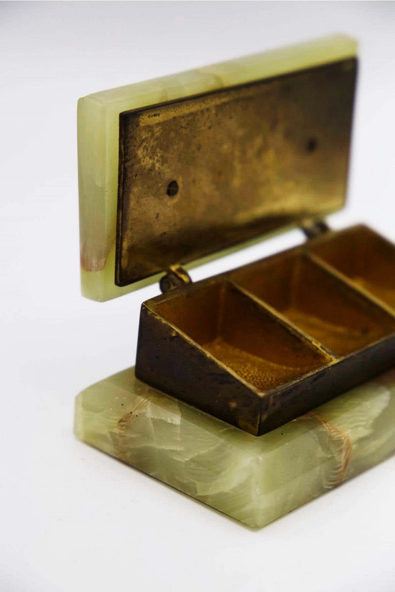 Parchment and brass pillbox, 1950s 4