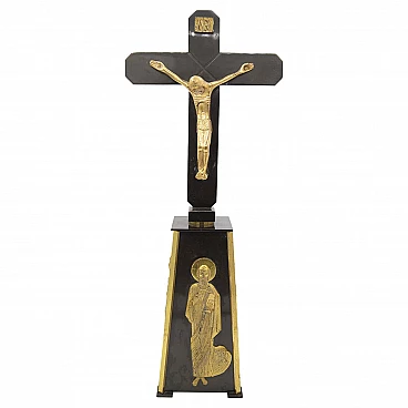 Gilded bronze and nickel-plated iron crucifix, 1950s