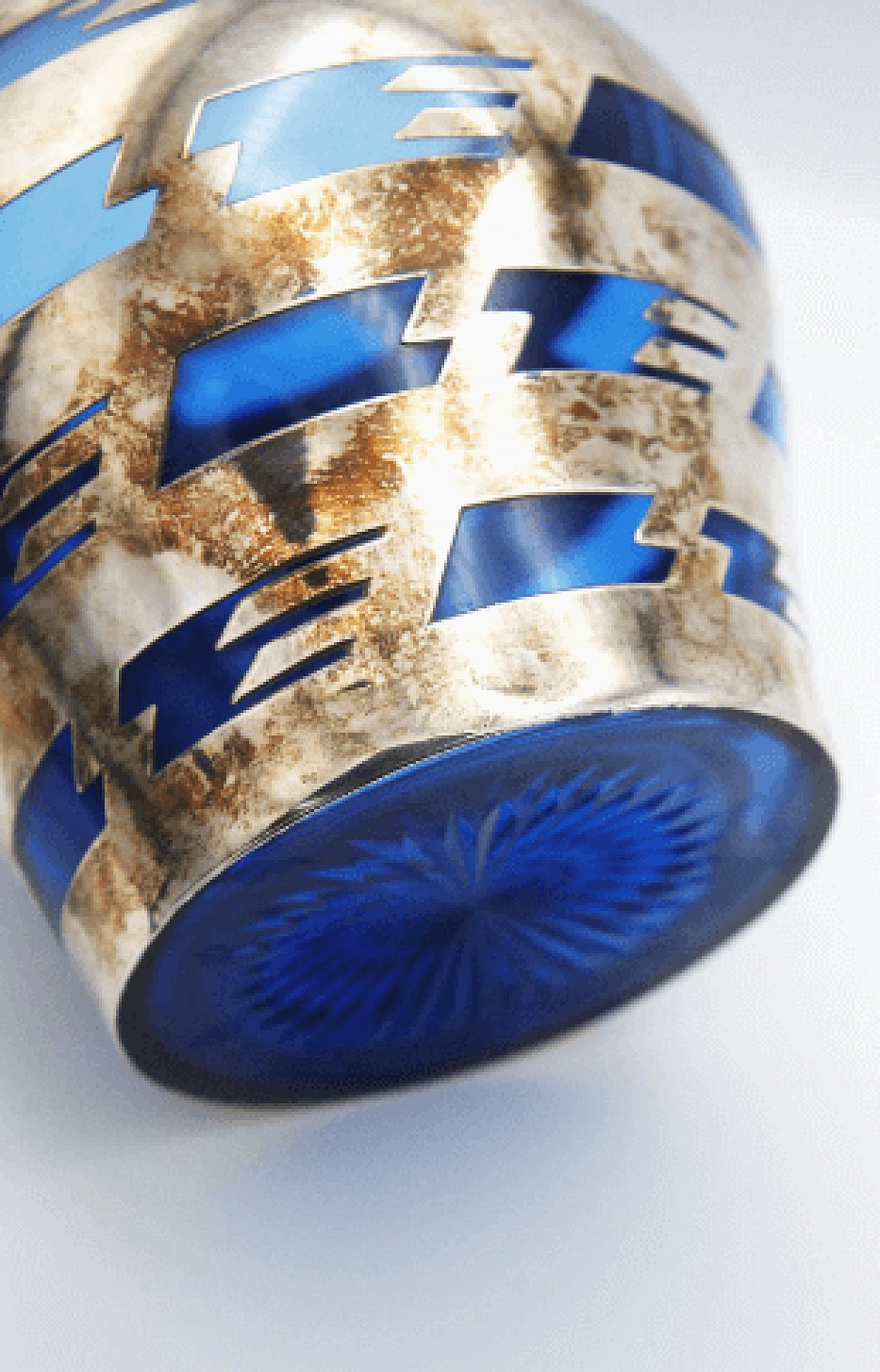 Vaso in vetro blu e metallo argentato di Baccarat, anni '20 8