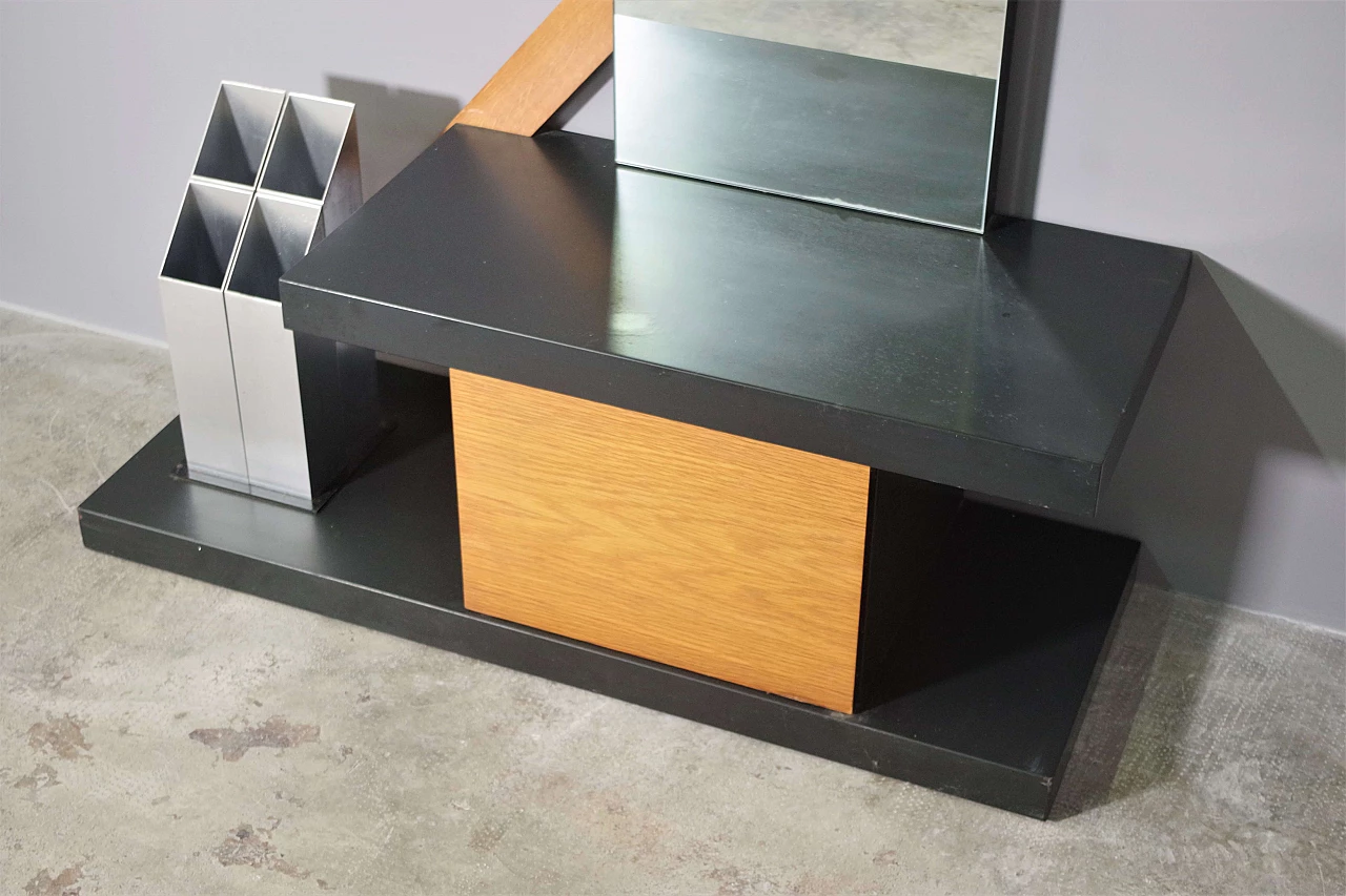 Mobile con appendiabiti, anta, portaombrelli e specchio, anni '70 3