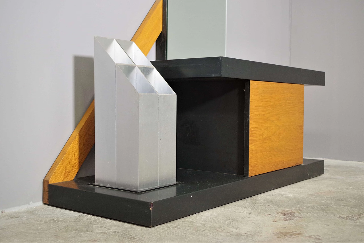 Mobile con appendiabiti, anta, portaombrelli e specchio, anni '70 4