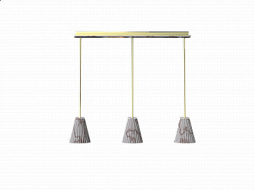 OR28 three-light chandelier in Carrara marble and gilded metal