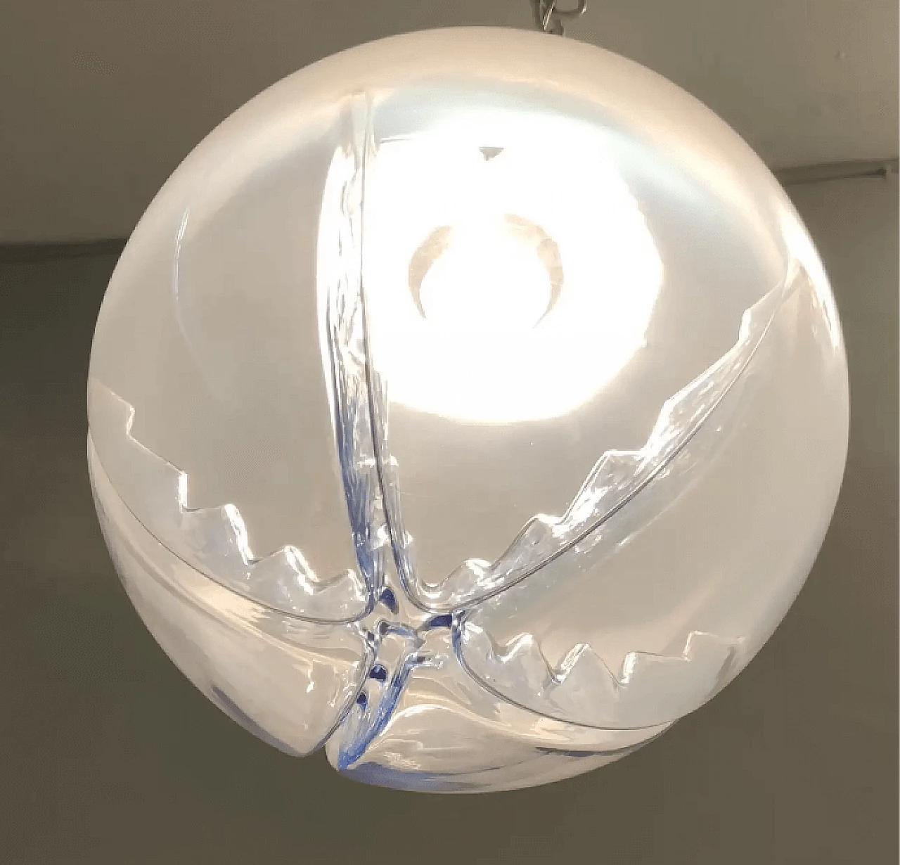 Lampadario in vetro di Murano trasparente e blu di Carlo Nason per Mazzega, anni '70 6