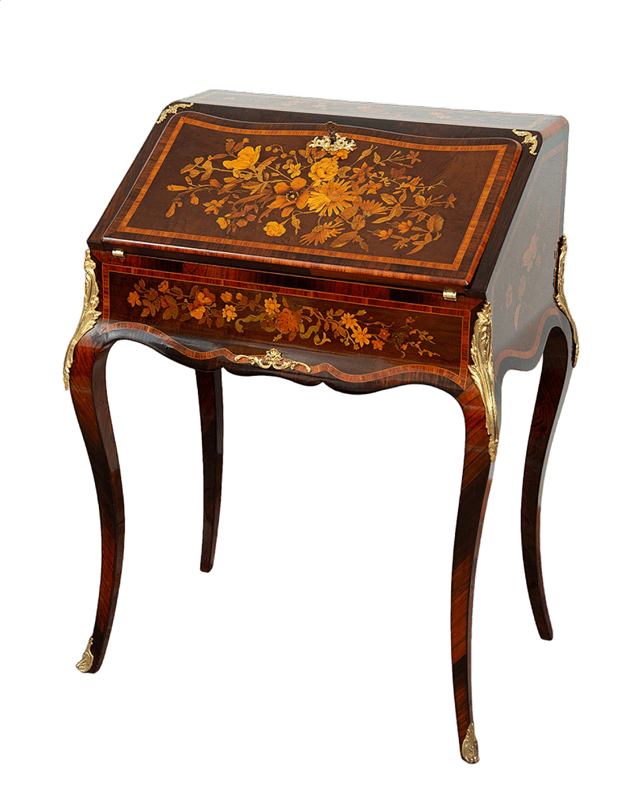 Napoleon III flap desk in inlaid wood, 19th century 8