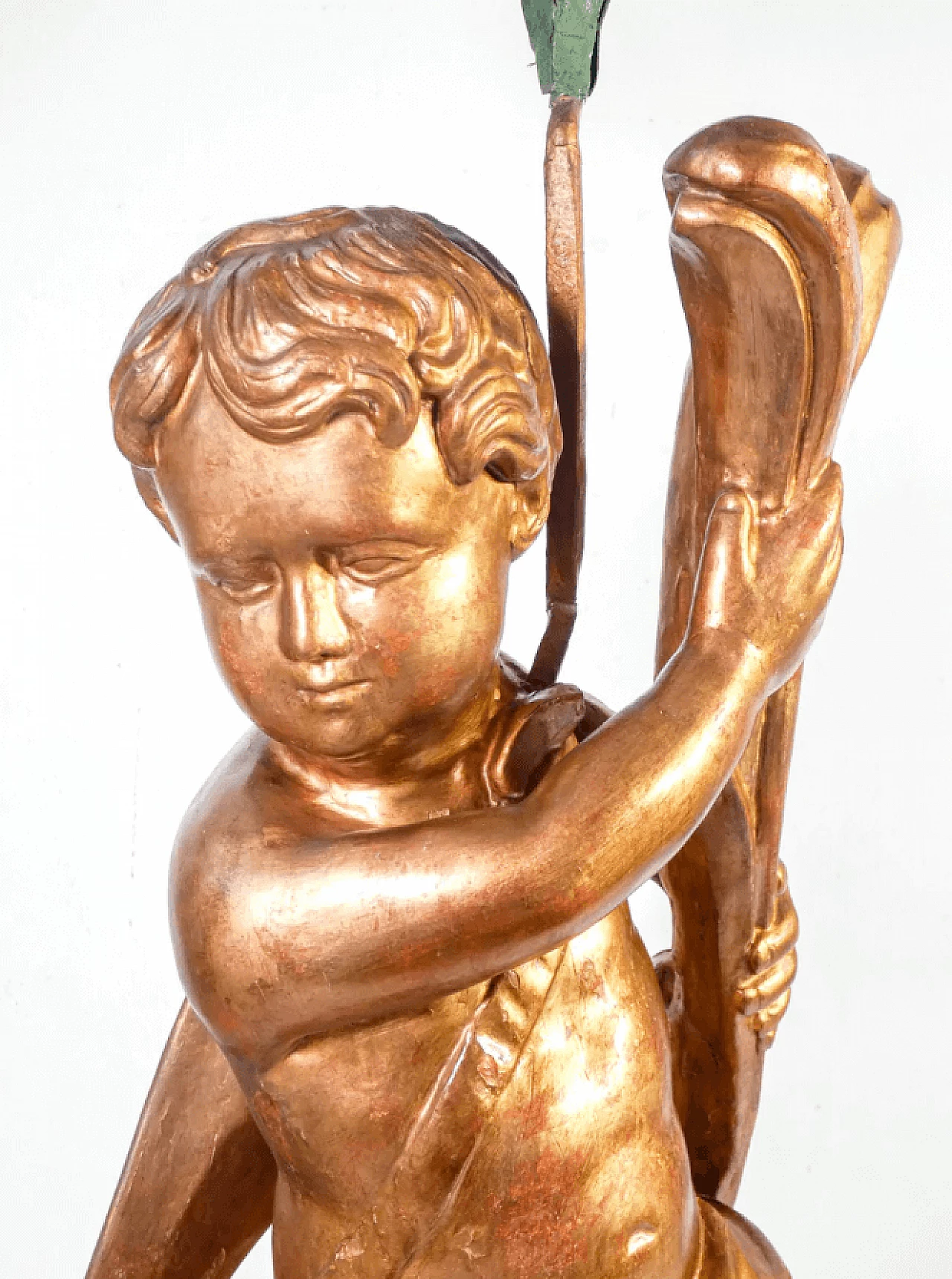 Putto con candeliere a cinque lumi in legno, tardo '700 2