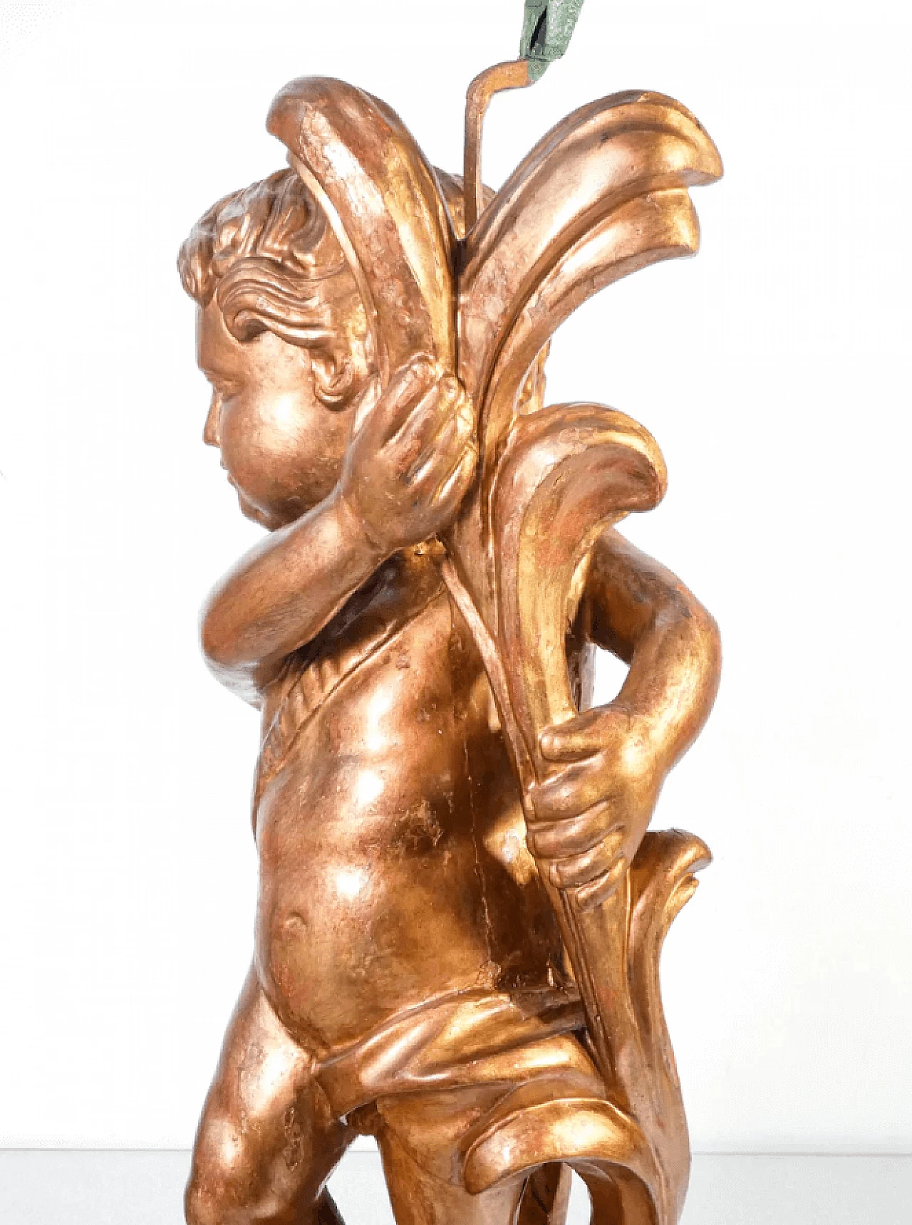 Putto con candeliere a cinque lumi in legno, tardo '700 5