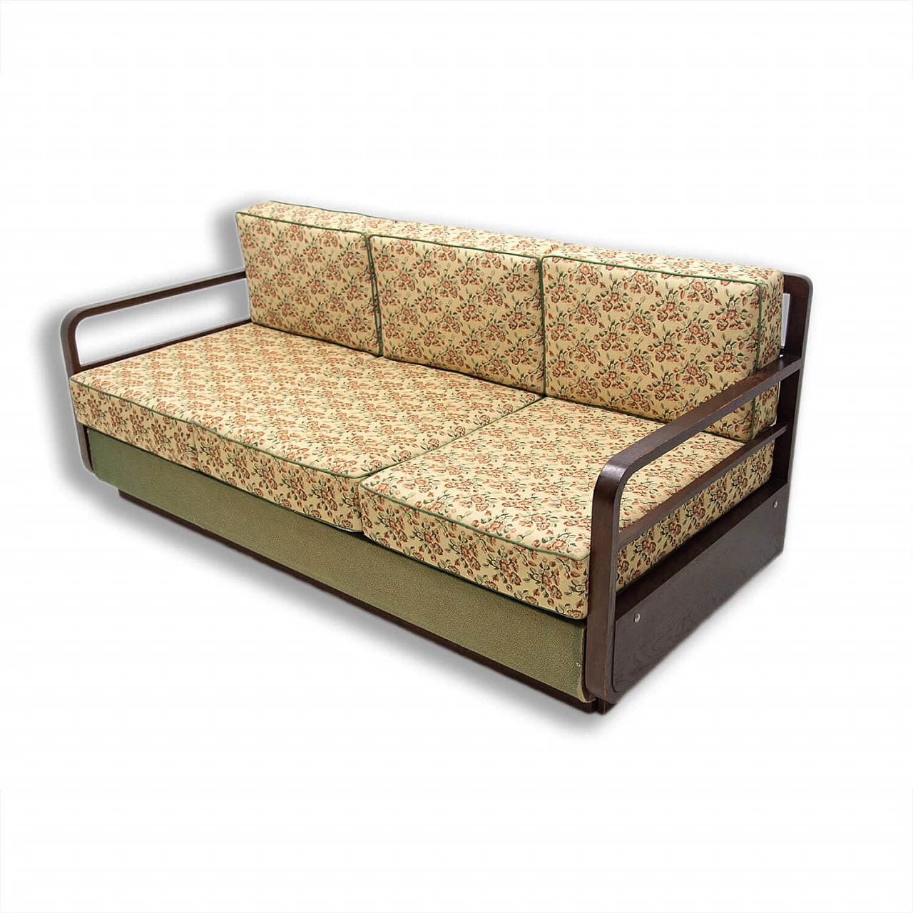 Art Deco sofa bed in dark stained oak, 1950s 1