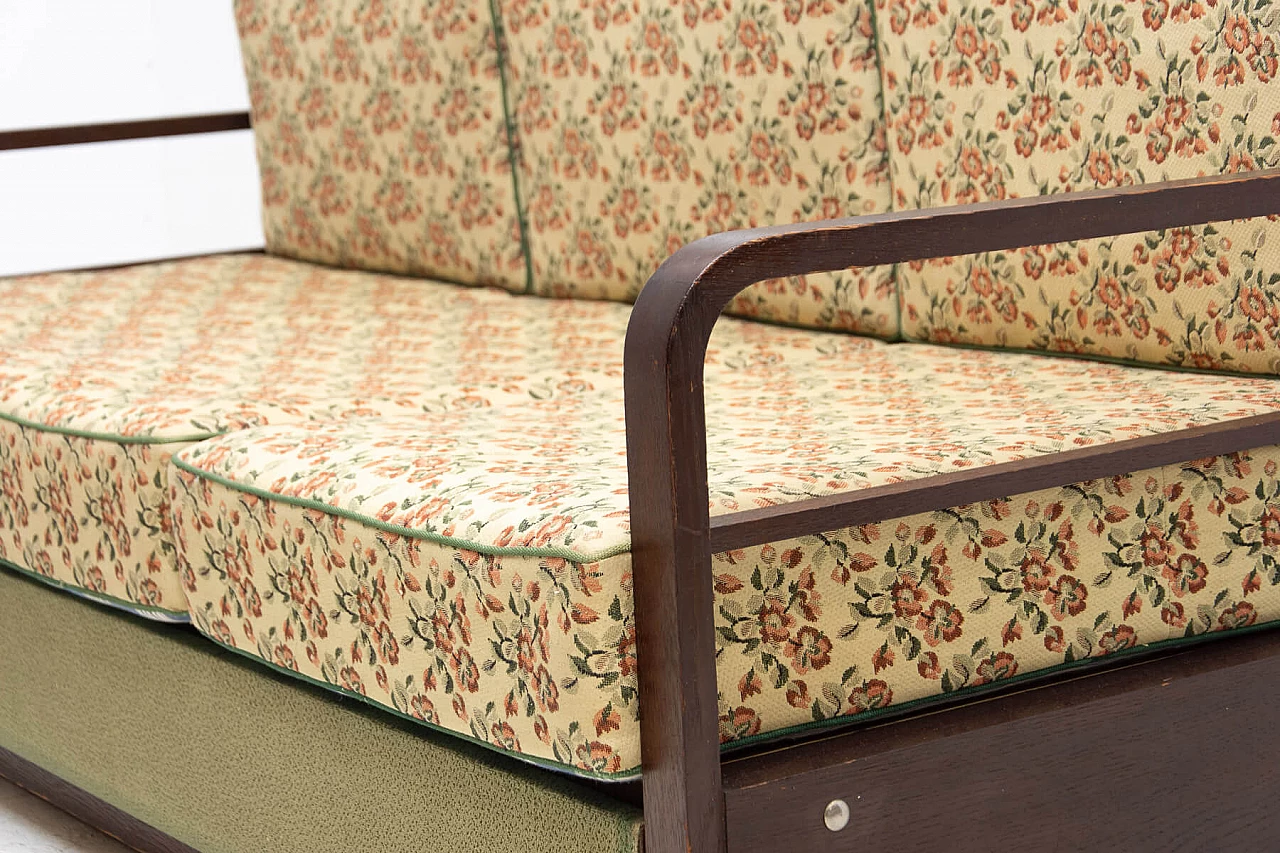 Art Deco sofa bed in dark stained oak, 1950s 6