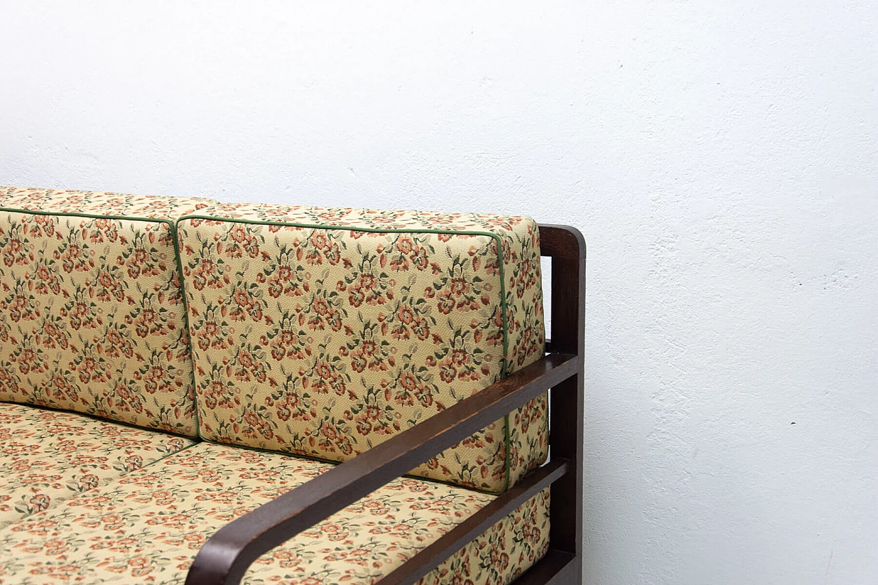 Art Deco sofa bed in dark stained oak, 1950s 7