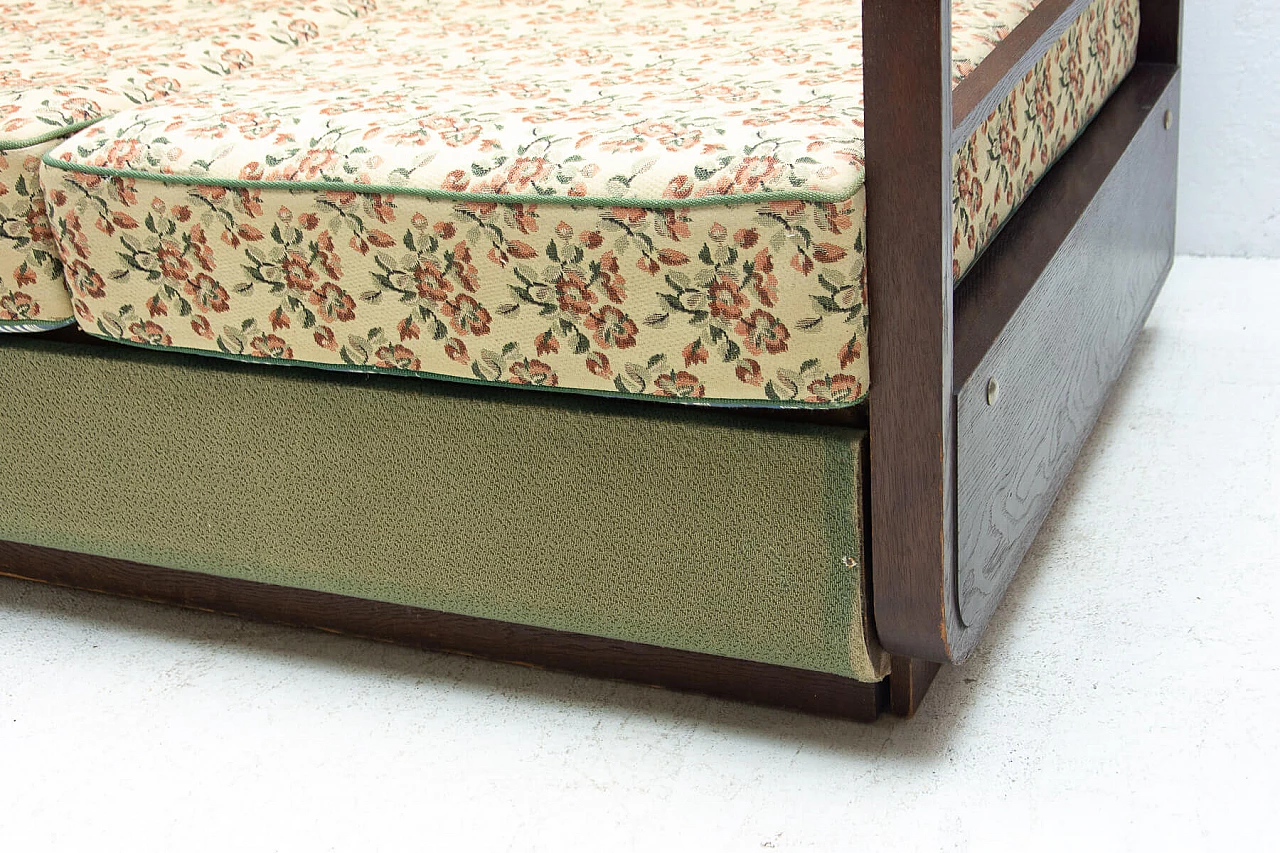 Art Deco sofa bed in dark stained oak, 1950s 8