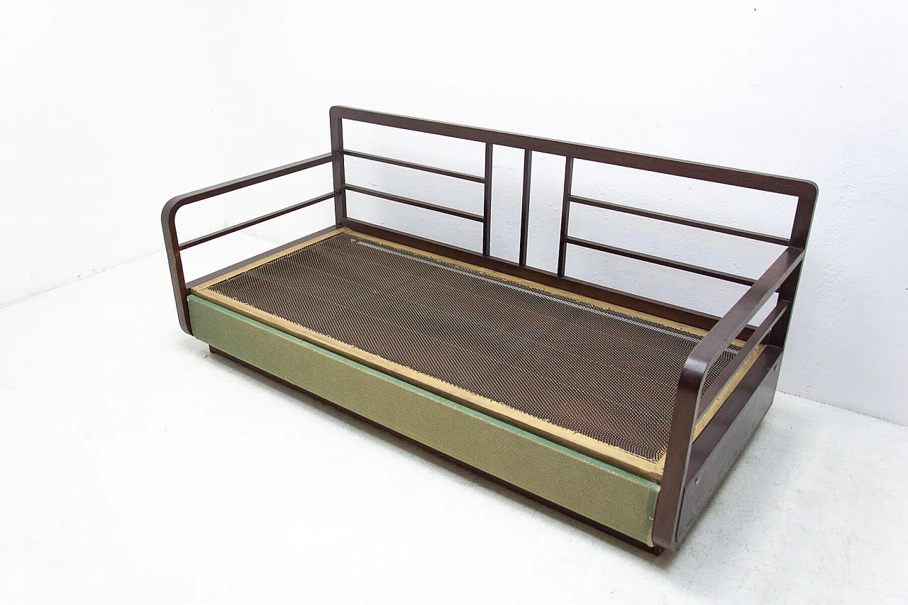 Art Deco sofa bed in dark stained oak, 1950s 18