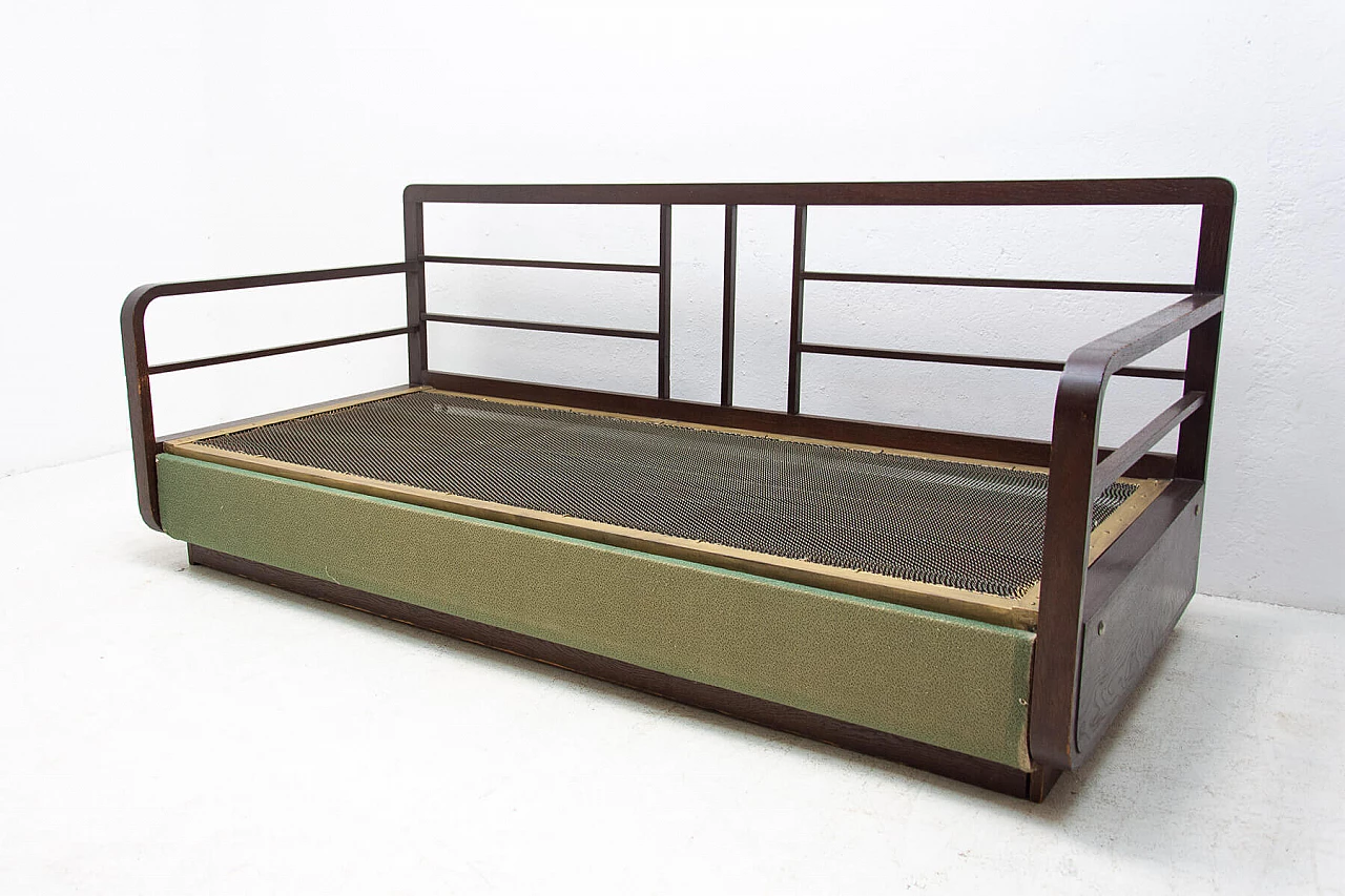 Art Deco sofa bed in dark stained oak, 1950s 19