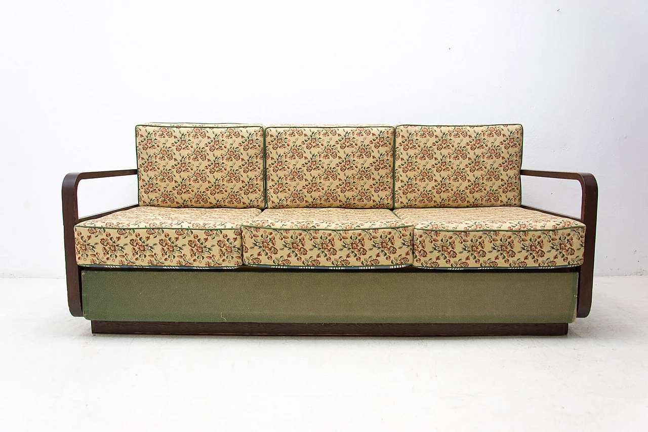 Art Deco sofa bed in dark stained oak, 1950s 20
