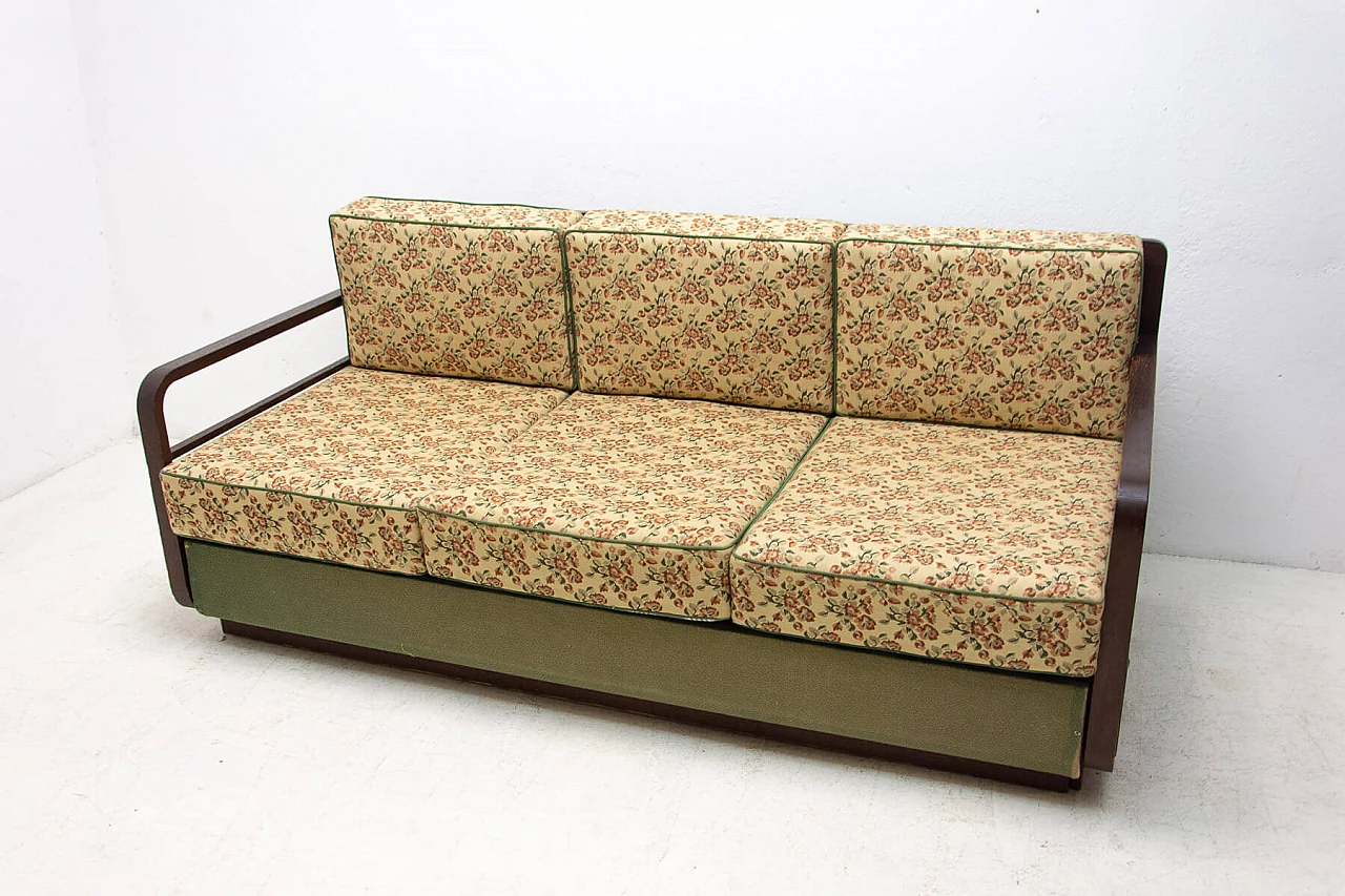 Art Deco sofa bed in dark stained oak, 1950s 22