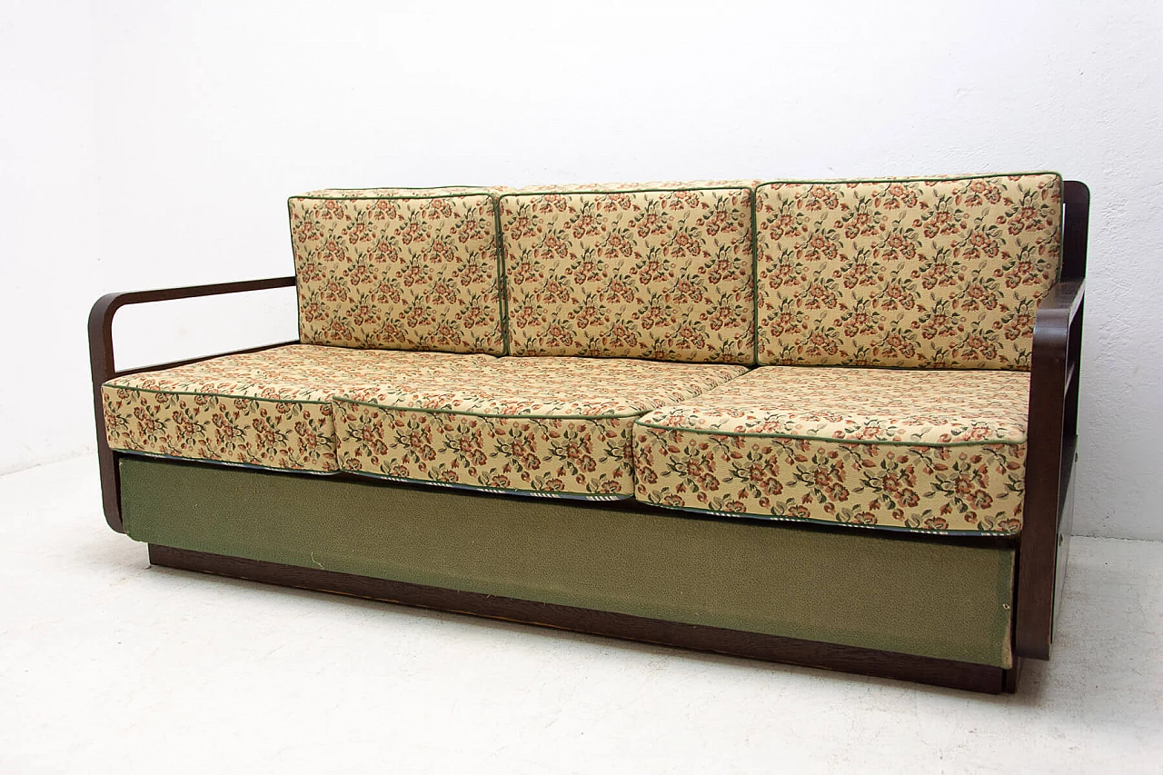 Art Deco sofa bed in dark stained oak, 1950s 23