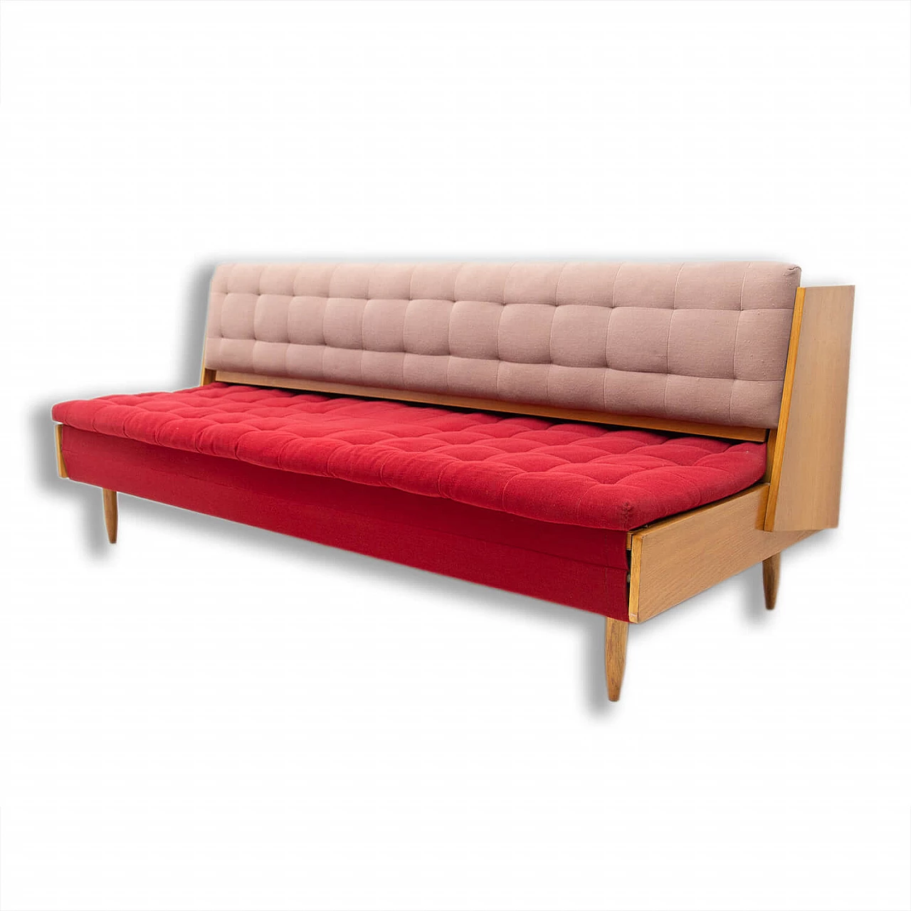 Czechoslovakian ash and fabric sofa bed, 1960s 1
