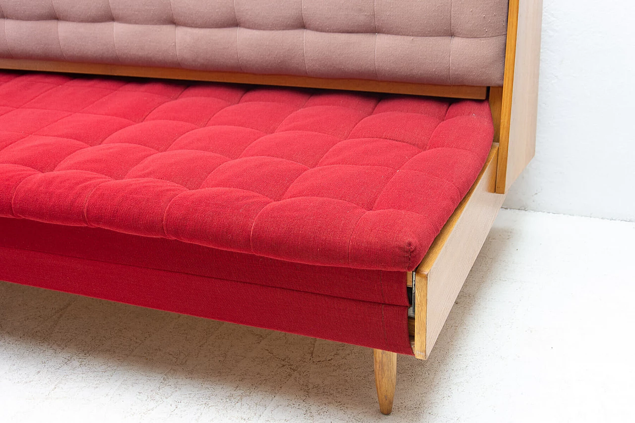 Czechoslovakian ash and fabric sofa bed, 1960s 5