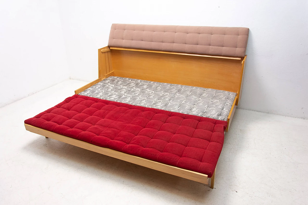 Czechoslovakian ash and fabric sofa bed, 1960s 8