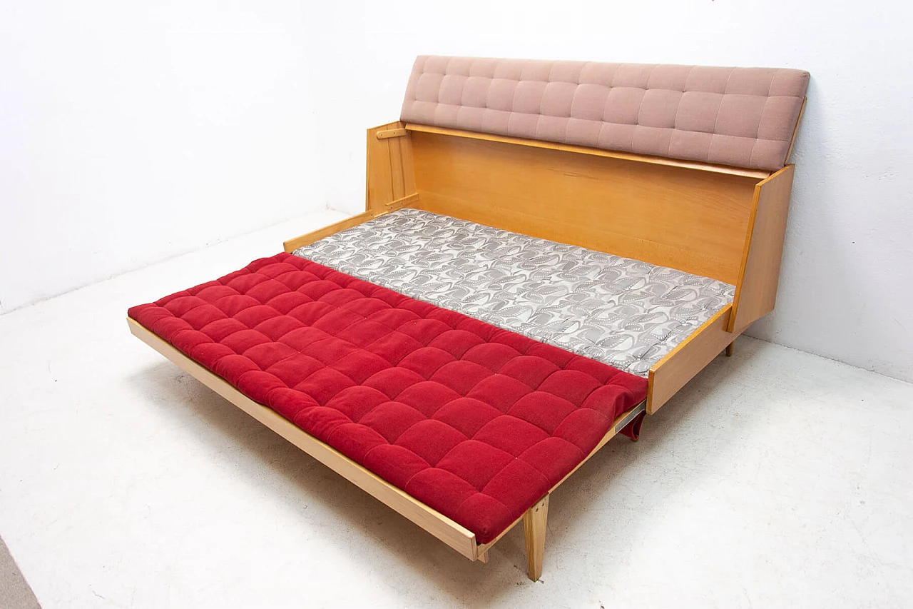Czechoslovakian ash and fabric sofa bed, 1960s 9