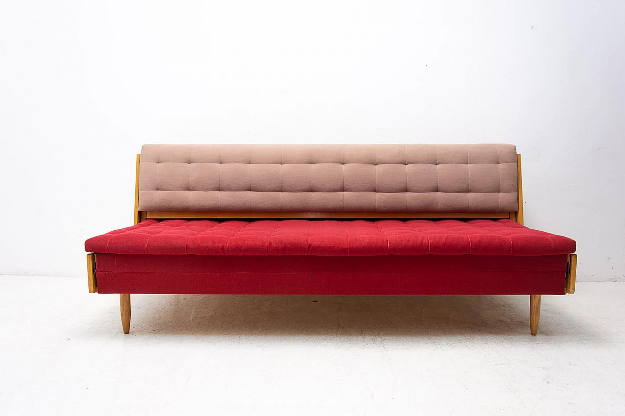 Czechoslovakian ash and fabric sofa bed, 1960s 12